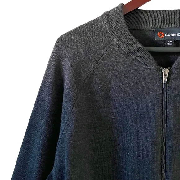 COBMEX NEW Men's Zip Front Uniform Cardigan Sweater In Charcoal Gray Size XL